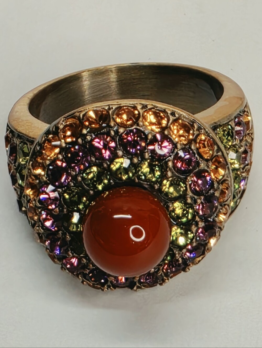 Heidi Daus Crystal Carnelian-Color Statement Ring Size 7.5